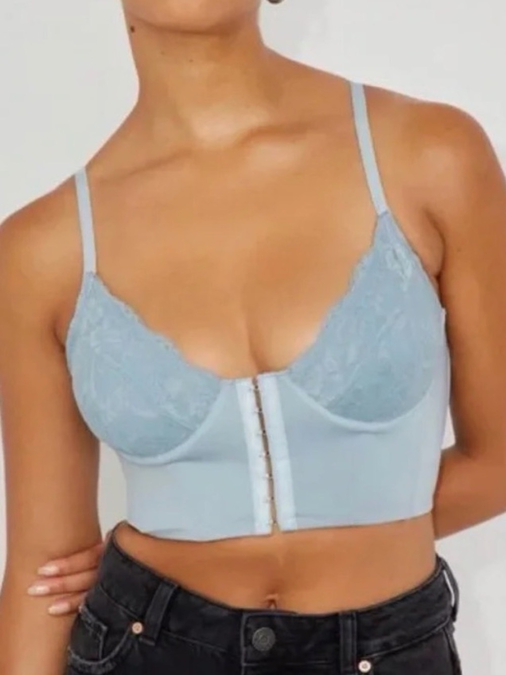 Garage Light Blue Lace Bustier Top